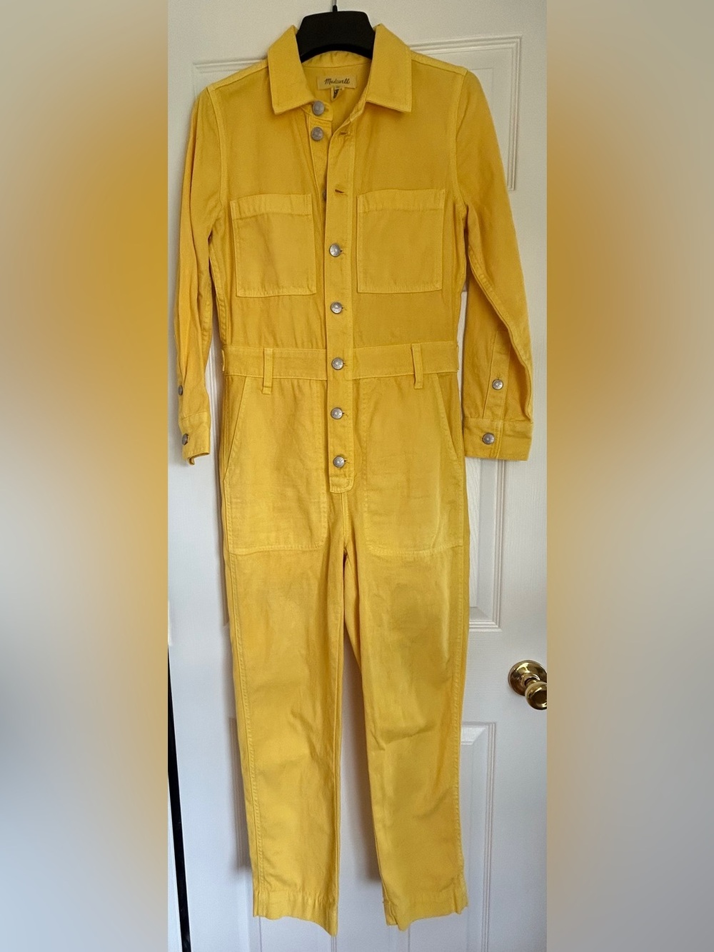 Madewell Denim Jumpsuit, XS, Long sleeve, Trendy Yellow